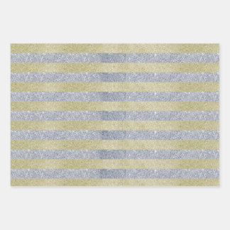 Silver and Gold Stripes Wrapping Paper Sheets
