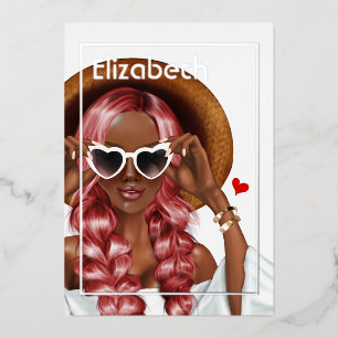 Silver and Gold Summer Birthday Party Foil Invitat