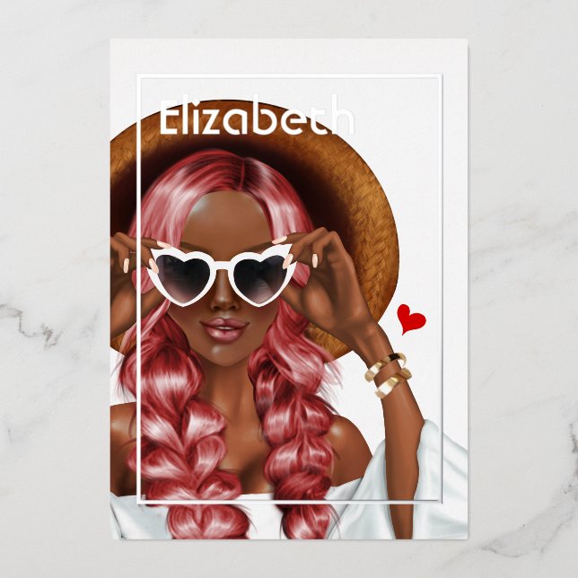 Silver and Gold Summer Birthday Party Foil Invitat (Front)