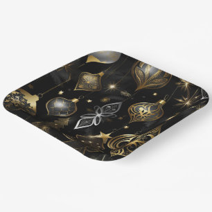 Silver And Gold Traditional Ornaments  Paper Plate