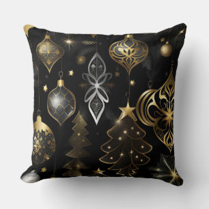 Silver And Gold Traditional Ornaments Pattern Cushion