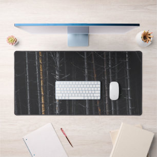 Silver and gold tree trunks desk mat