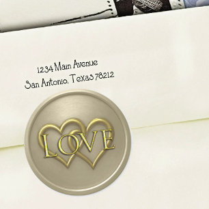 Silver and Gold Two Hearts Wedding Love Classic Round Sticker