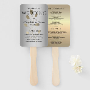 Silver and Gold Wedding Program Hand Fan