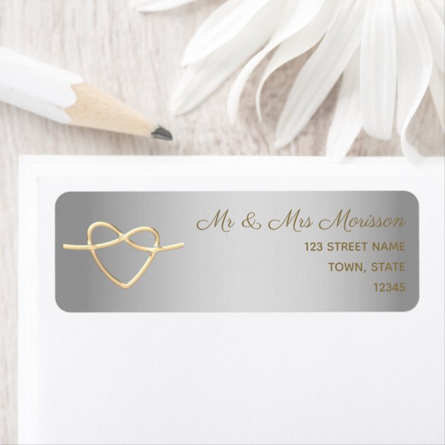 Silver and Gold Wedding Return Address Label (Insitu)