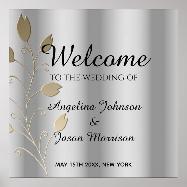 Silver and Gold Welcome Wedding Poster (Front)