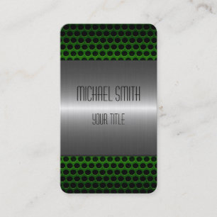 Silver and Green Stainless Steel Metal Hole Business Card