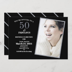 Silver and Grey 50th and Fabulous Birthday Party Invitation