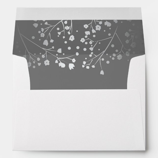 Silver and Grey baby's breath wedding Envelope (Back (Bottom))