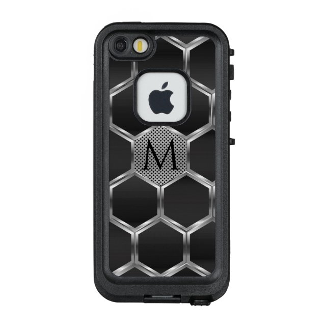 Silver and grey metallic geometric pattern 3 LifeProof iPhone case (Back)