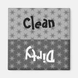 Silver and Grey Stars Clean Dirty Dishwasher W1414 Magnet
