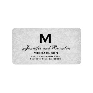 Silver and Grey Wedding Monogram Personalised Label