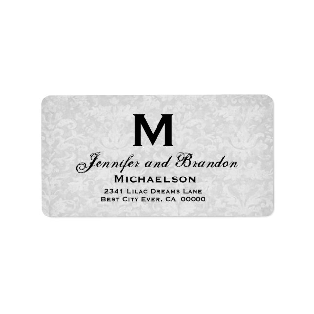 Silver and Grey Wedding Monogram Personalised Label (Front)