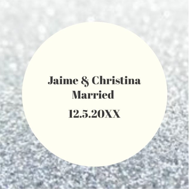 Silver and Ivory Wedding Favour Vinyl (Front)