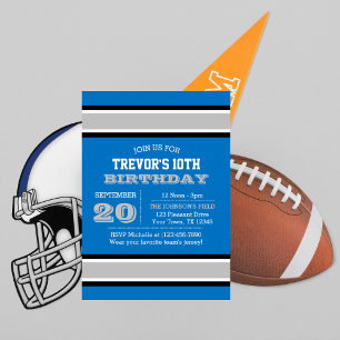 Silver and Light Blue Team Birthday Invitation