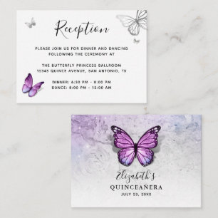 Silver and Light Purple Butterfly Details Enclosure Card