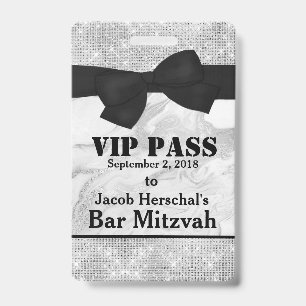 Silver and Marble VIP Party Badge ID Badge