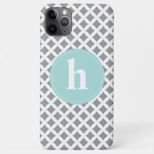 Silver and Mint Monogram iPhone 11 Pro Max Case