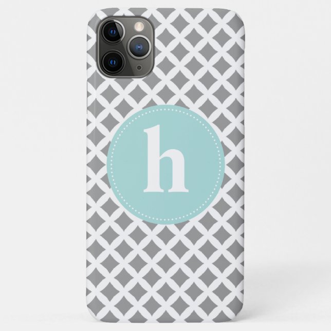 Silver and Mint Monogram Case-Mate iPhone Case (Back)