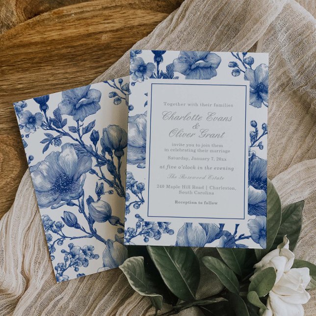 Silver And Navy Wedding  Invitation (Creator Uploaded)