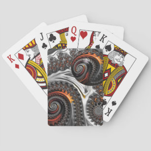 Silver and Orange Mandelbrot with Sphere Playing Cards