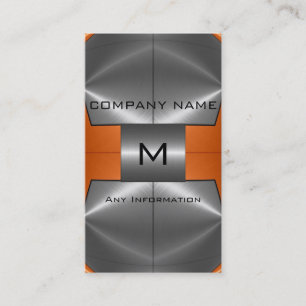 Silver and Orange Stainless Steel Metal Business Card