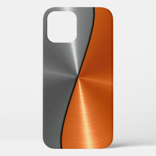 Silver and Orange Stainless Steel Metal iPhone 12 Pro Case
