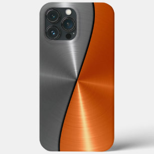 Silver and Orange Stainless Steel Metal iPhone 13 Pro Max Case