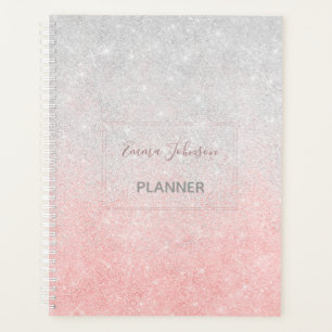Silver and Pink Glitter Ombre Luxury Design Planner