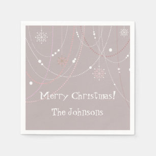Silver and Pink Retro Christmas Atomic Napkin