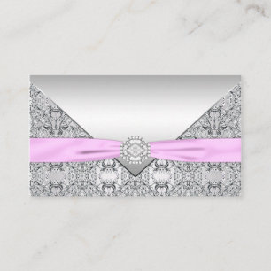 Silver and Pink Seating Cards
