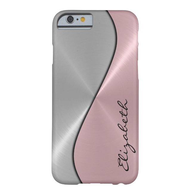 Silver and Pink Stainless Steel Metal Case-Mate iPhone Case (Back)