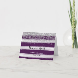 Silver and Plum Thank You Card
