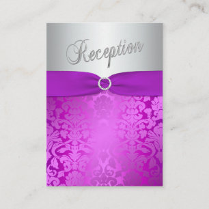 Silver and Purple Damask Bat Mitzva Enclosure Card
