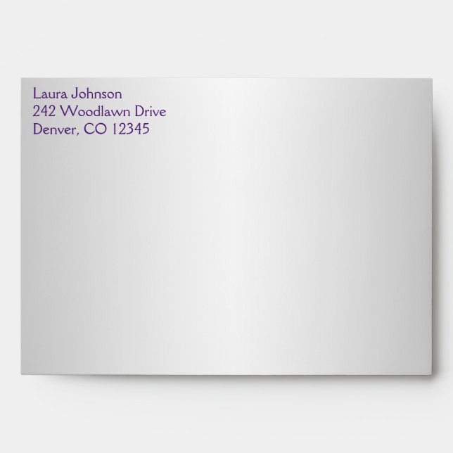 Silver and Purple Damask Envelope fits 5"x7" Sizes (Front)