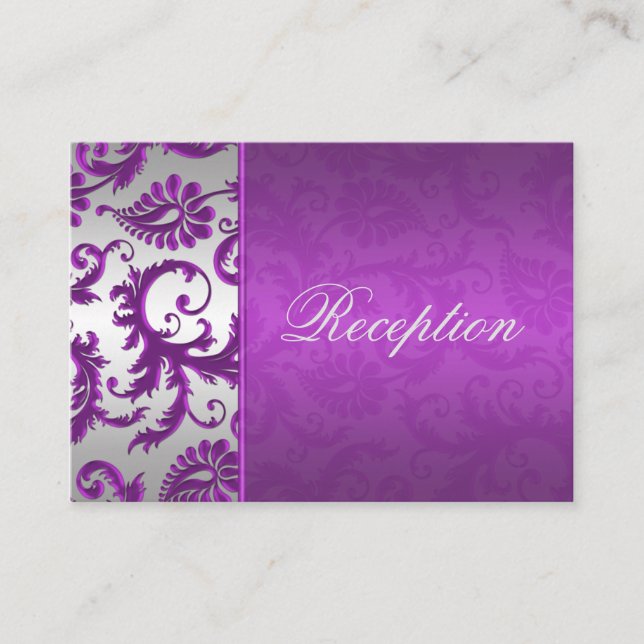 Silver and Purple Damask II Enclosure Card (Front)