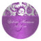 Silver and Purple Damask II Heart Shaped Sticker