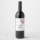 Silver and Purple Floral Heart Wine Label