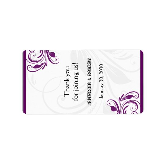 Silver and Purple Floral Wedding Lip Balm Label Address Label