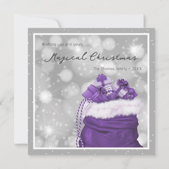 Silver and Purple Magical Christmas Cards (Front)