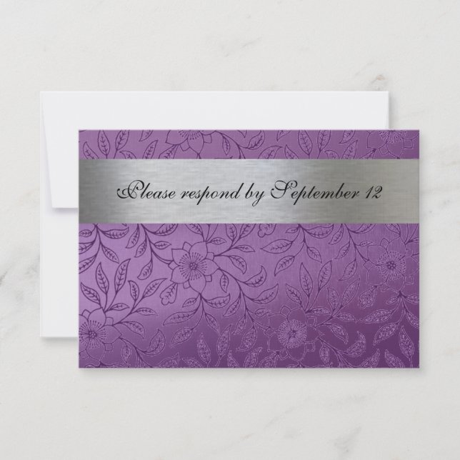Silver and Purple rsvp with envelope (Front)