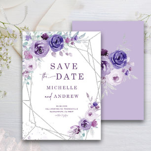 Silver and Purple  Save the Date card