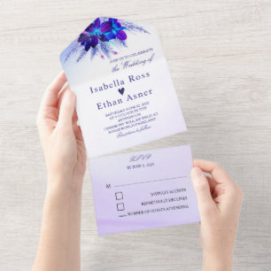 Silver and Purple Wedding Invitations