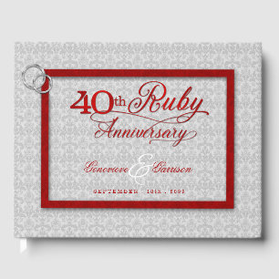 Silver and Red 40th Ruby Anniversary with Photo Guest Book