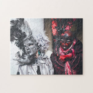 Silver and red carnival masks in Venice(Italy) Jigsaw Puzzle