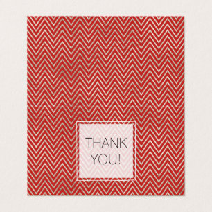 Silver and Red Chevron Stripes Thank you