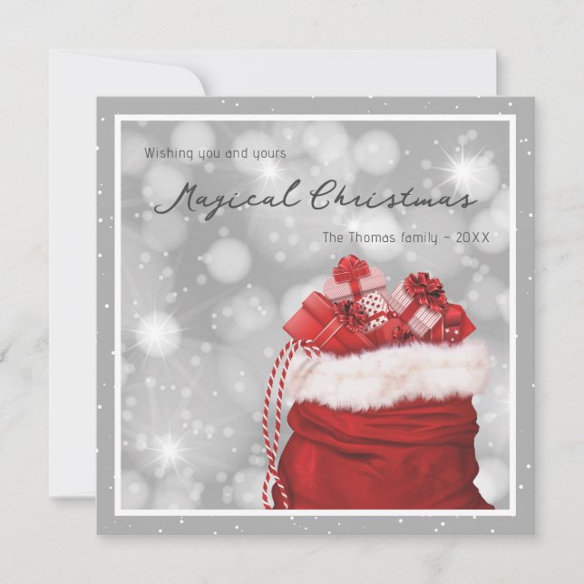 Silver and Red Magical Christmas Cards (Front)