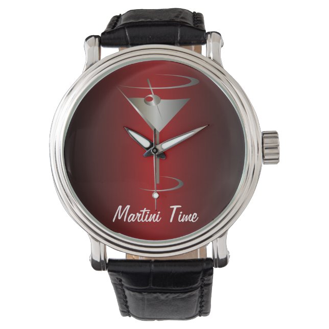 Silver and Red Martini Time Watch (Front)