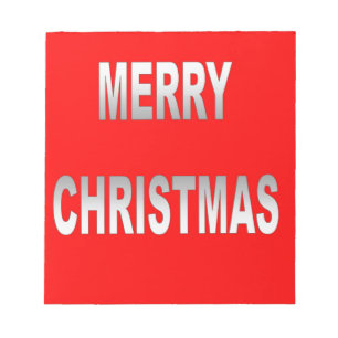 Silver And Red Merry Christmas Notepad