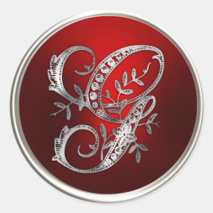 Silver and Red Monogram G Envelope Seal
